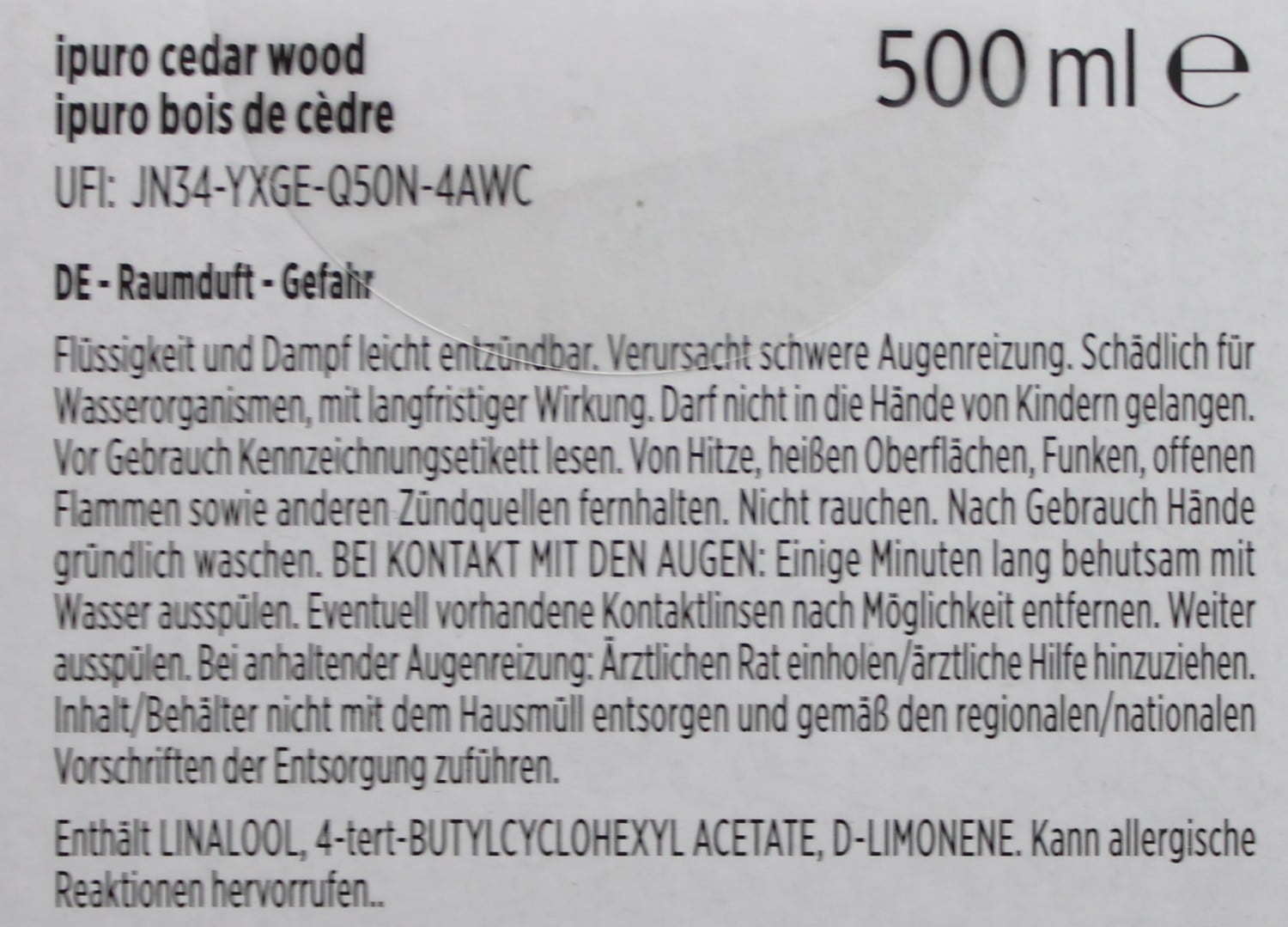 1L/49,80€ Ipuro Black Bamboo 500 ml Flasche Raumduft Moschus