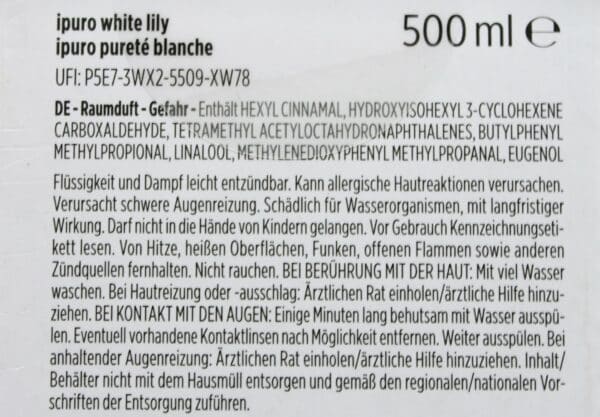 1L/44,90€ Ipuro Raumduft-Nachfüller White Lily 1000 ml 2x 500 ml Flasche NEU – Bild 4