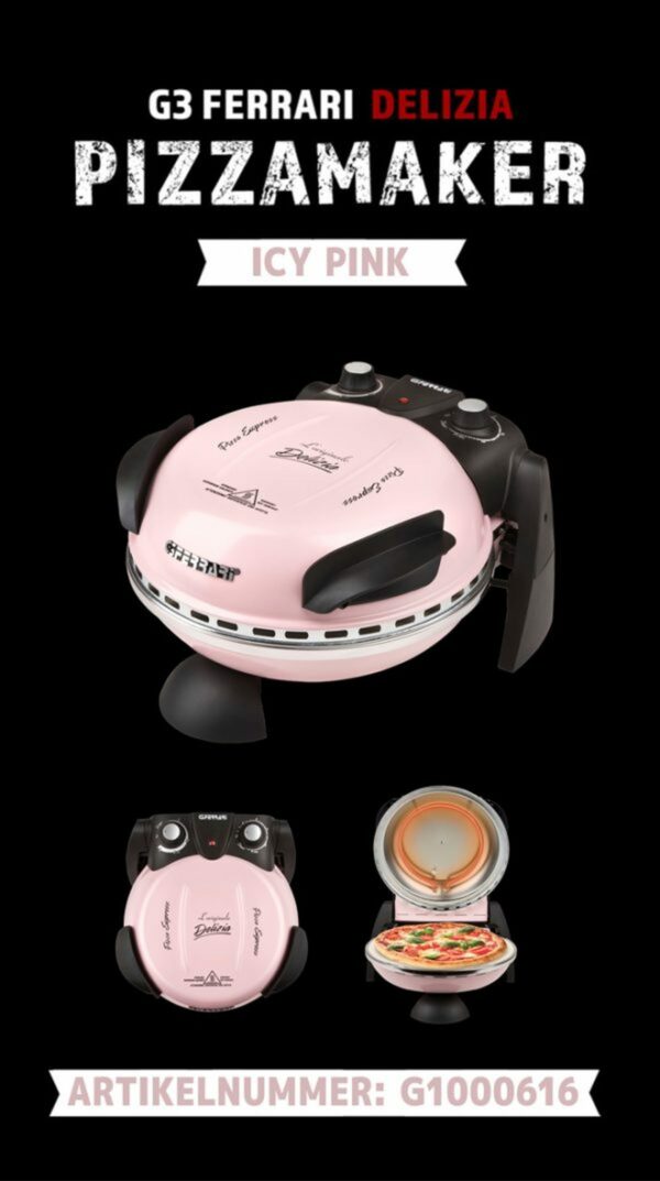 G3-Ferrari Pizzamaker Pizzaofen Express 400°C 1200W ICE Rosa Pink NEU – Bild 2