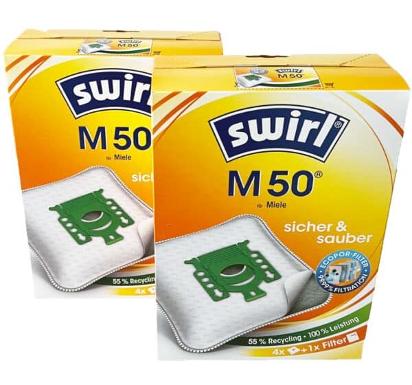 8 Swirl M50 Staubsaugerbeutel für Miele Staubsauger + 2 Abluftfilter NEU
