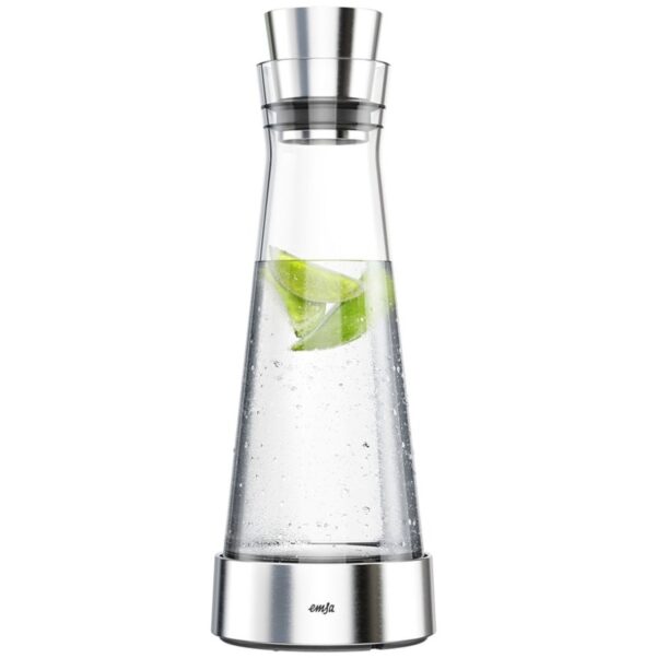 EMSA Kühl-Karaffe Glas-Karaffe Isolierkanne mit Kühl-Akku 1 Liter FLOW SLIM NEU