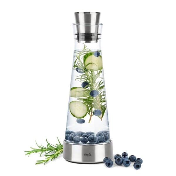 EMSA Kühl-Karaffe Glas-Karaffe Isolierkanne mit Kühl-Akku 1 Liter FLOW SLIM NEU – Bild 4