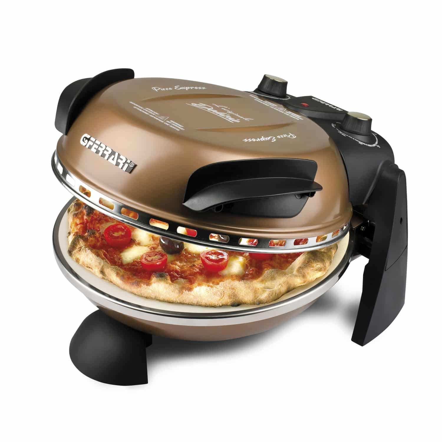 G3-Ferrari Pizzamaker Pizzaofen Express Delizia Italy Pizza 400°C 1200W Kupfer