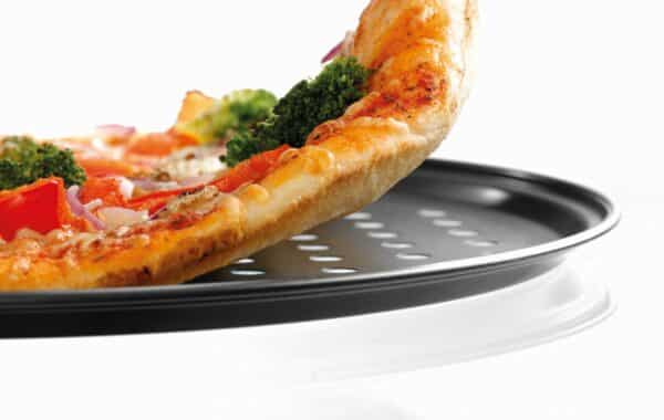 Ø 29 cm Pizzaform Pizza-Back-Blech Pizza-Teller Ofenblech Rund gelocht Schwarz – Bild 2