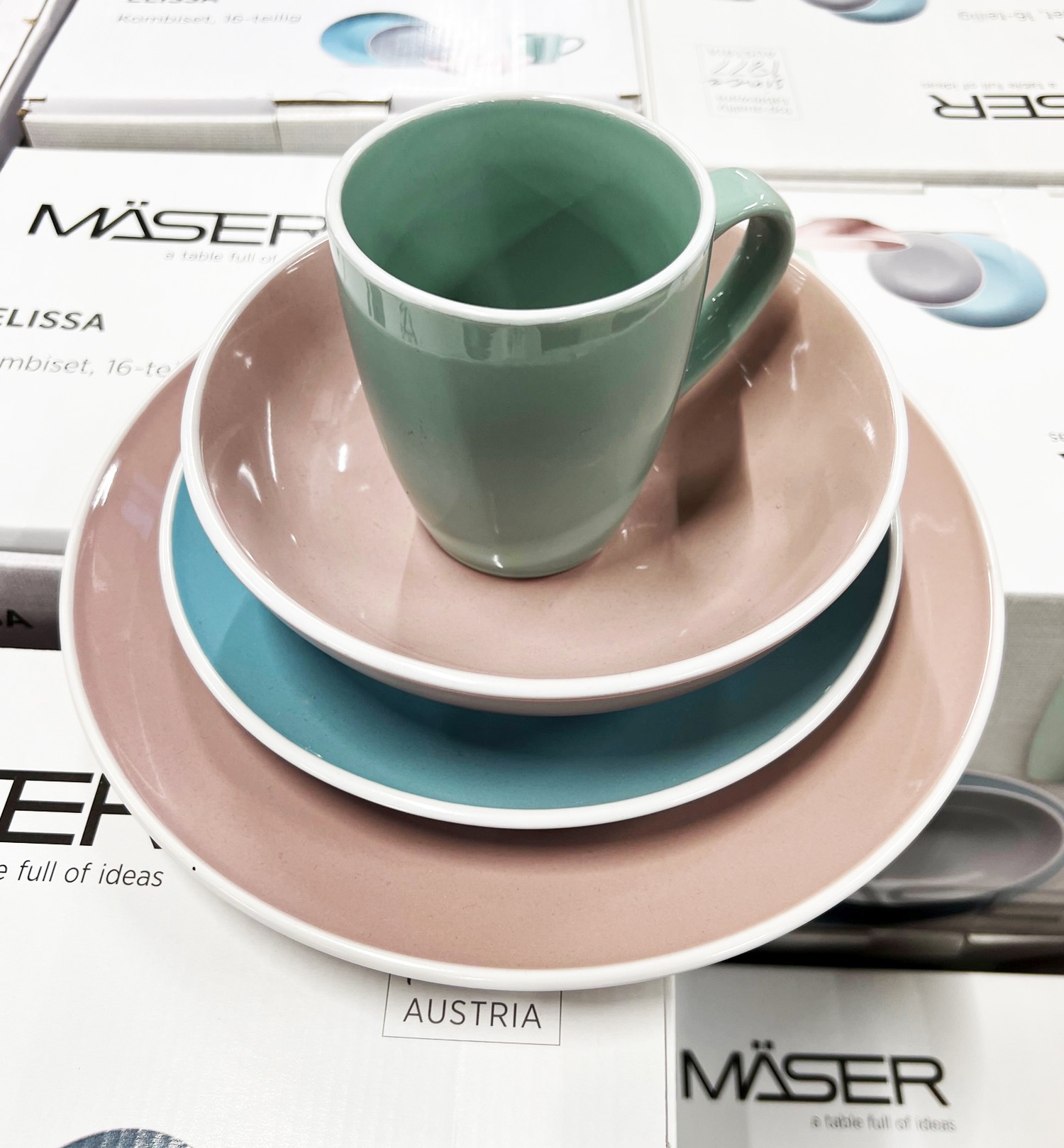 16-tlg. Retro Porzellan Tafelservice Kaffeeservice – Kombiservice Keramik NEU aus