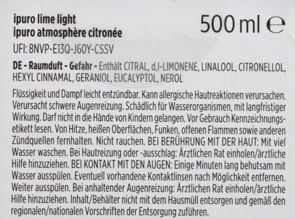 1L/44,90€ Ipuro Raumduft-Nachfüller Lime Light 1000 ml 2x 500 ml Flasche NEU – Bild 2