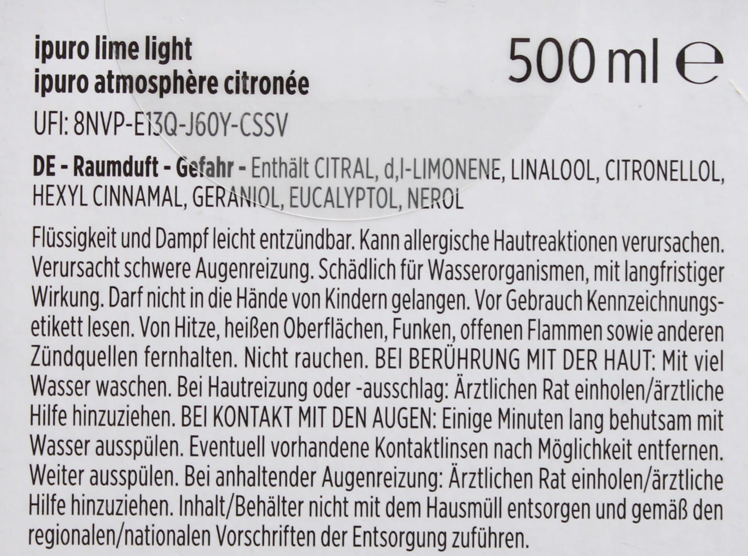 1L/49,80€ Ipuro Raumduft-Nachfüller Black Bamboo 500 ml Flasche