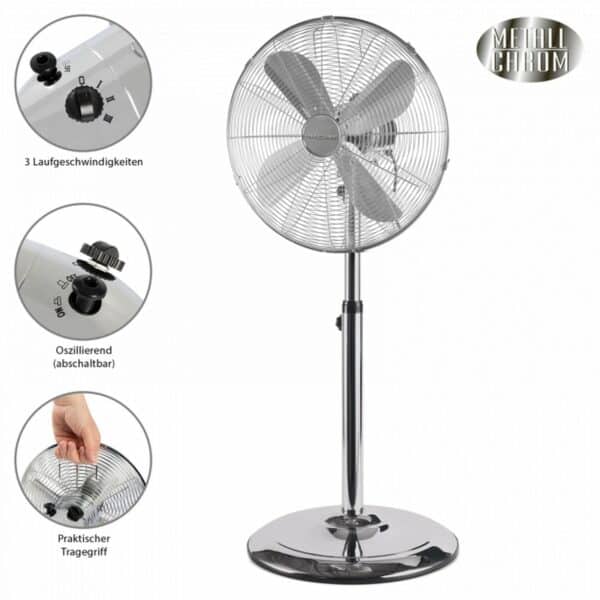 Proficare Metal Standventilator Tisch-Ventilator Retro-Design ca. Ø 40 cm NEU – Bild 5
