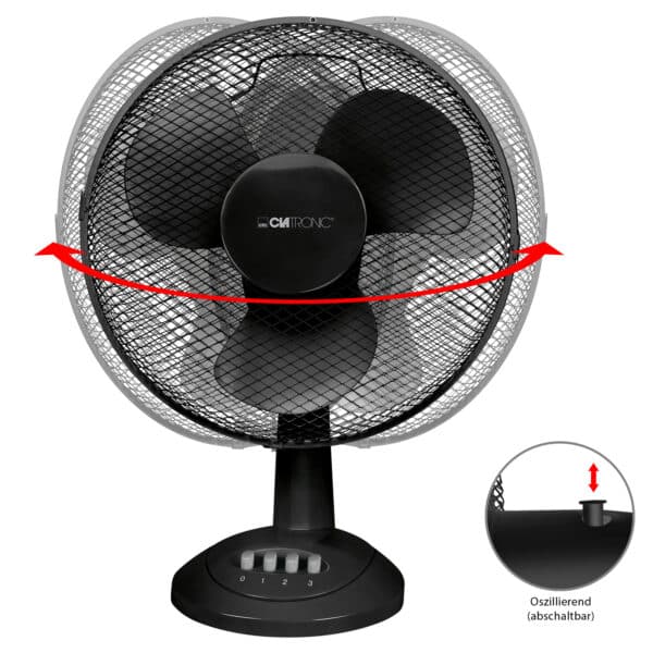 Stand-Ventilator Tisch-Ventilator Ø 30 cm 40 W Schwarz NEU – Bild 2