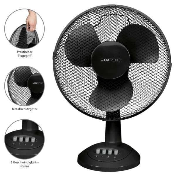Stand-Ventilator Tisch-Ventilator Ø 30 cm 40 W Schwarz NEU – Bild 3