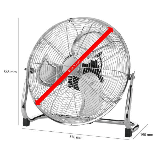 Proficare Windmaschine Bodenventilator Metal Retro-Design Ø 50 cm NEU – Bild 5