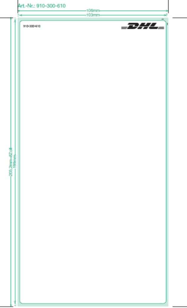 DHL 4x Thermo-Rolle 1000x Versand-Etikette Aufkleber 103 x 199 mm 910-300-610 – Bild 3
