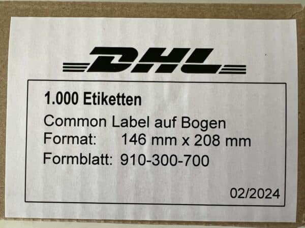 1000x DHL Versand-Etiketten Paket Aufkleber 146 x 208 mm 910-300-700 DIN A5 NEU – Bild 3
