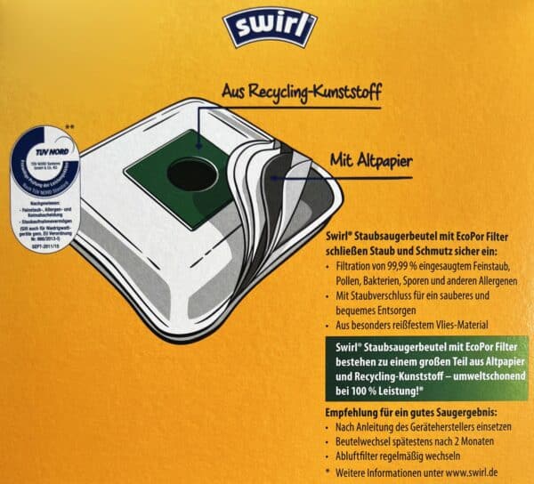 16x Swirl Staubsaugerbeutel S73 Siemens Bosch + 4 Abluftfilter NEU – Bild 2