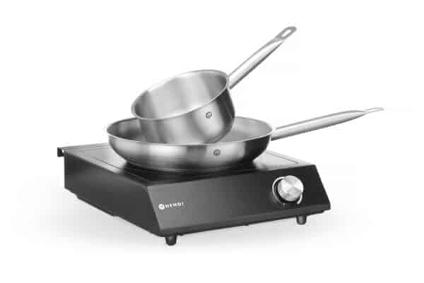 Hendi Induktionskocher Induktions-Kochplatte Set + Stielkasserolle + Bratpfanne