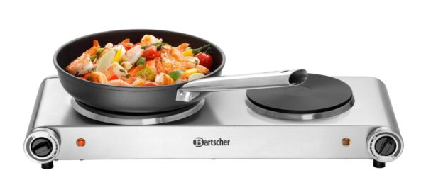 Bartscher Elektro Doppel-Kochplatte aus Edelstahl DUO Kocher Silber NEU – Bild 3