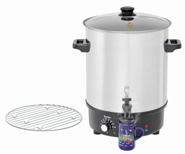 Bartscher Glühweinkessel Glühweintopf Einkochtopf Set + Warmhaltedeckel 30 Liter – Bild 2