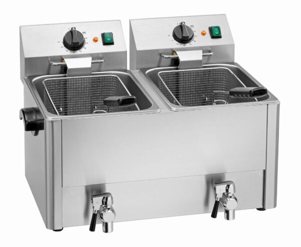 Bartscher Doppel-Fritteuse mit Fett-Ablasshahn 2 x 8 Liter 2 x 230V ChefIdee NEU – Bild 3