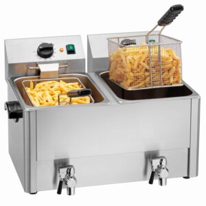 Bartscher Doppel-Fritteuse mit Fett-Ablasshahn 2 x 8 Liter 2 x 230V ChefIdee NEU