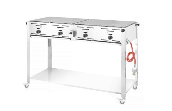 Hendi Quattro Gas-Grill Grill-Master Edelstahl inkl. Grill und Bratpfanne NEU