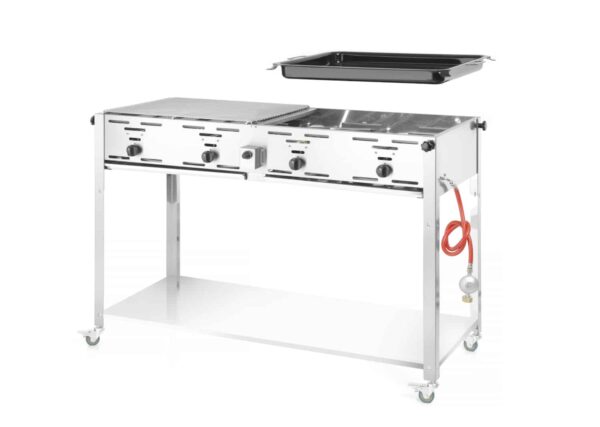 Hendi Quattro Gas-Grill Grill-Master Edelstahl inkl. Grill und Bratpfanne NEU – Bild 5