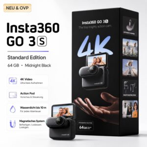 Insta360 Action-Cam 4K Kamera GO 3S 64GB 4K Schwarz Midnight Black NEU