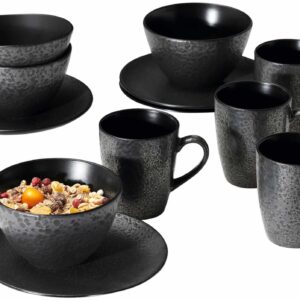 Ritzenhoff Frühstück-Set Komplett-Service Kombiservice Kitwe Schwarz 12-tlg.
