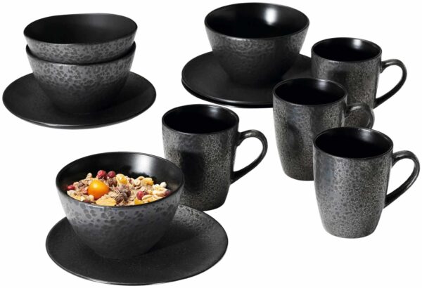 Ritzenhoff Frühstück-Set Komplett-Service Kombiservice Kitwe Schwarz 12-tlg.