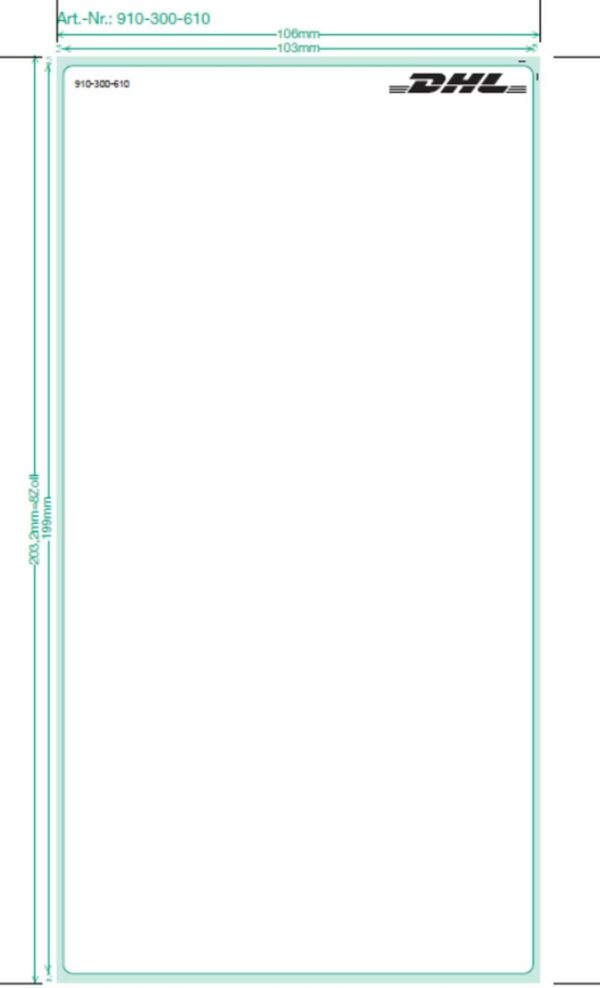 DHL 4x Thermo-Rolle 1000x Versand-Etikette Aufkleber 103 x 199 mm 910-300-610 – Bild 3