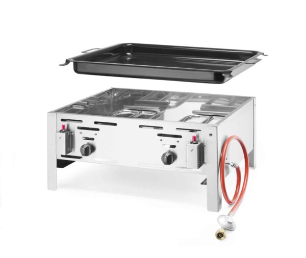 Hendi Gas-Tisch-Grill aus Edelstahl Bake-Master Maxi inkl. Bratpfanne 11,6 kW – Bild 3