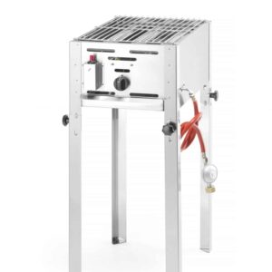 HENDI Gas-Grill Grill-Master Gas-Bräter aus Edelstahl inkl. Grill und Bratpfanne