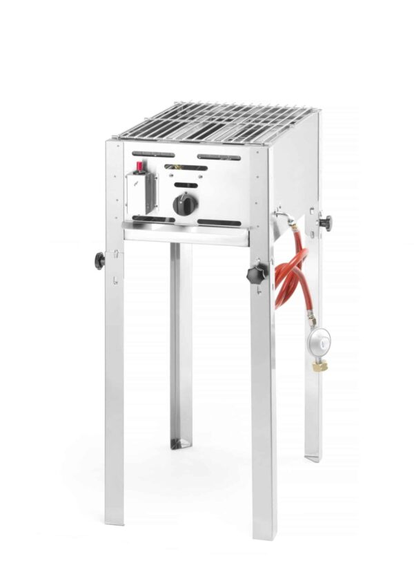 HENDI Gas-Grill Grill-Master Gas-Bräter aus Edelstahl inkl. Grill und Bratpfanne