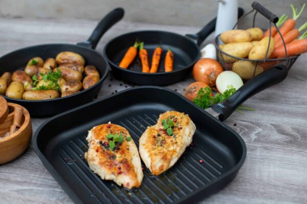 ELO Grillpfanne Steakpfanne BBQ AluCast 28 x 28 x 5 cm Schwarz NEU – Bild 3