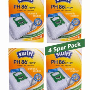 16x Swirl Staubsaugerbeutel PH86 PH99 für Philips AEG Volta + 4 Abluftfilter NEU