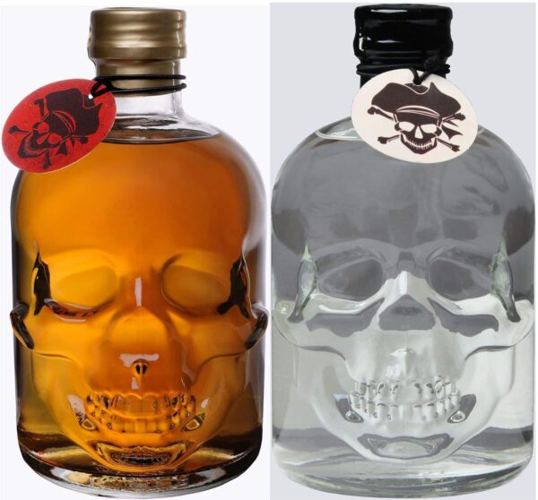 (1L/34,90€) WODKA RUM Totenkopf-Flasche SeaWolf Captains Spirit 2x 0,5 Liter