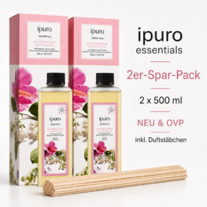 1L/44,90€ Ipuro Raumduft-Nachfüller Flower Bowl 1000 ml 2x 500 ml Flasche NEU