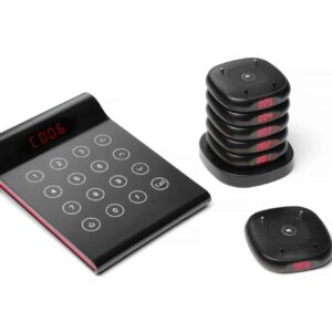 Hendi Pager-System Set mit 10 Pager LED Digital Reichweite 500m Schwarz NEU