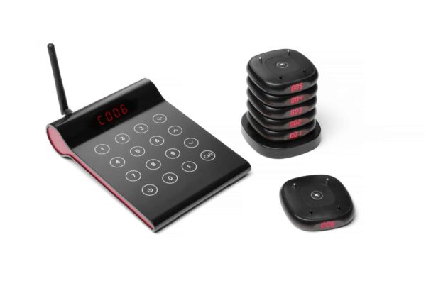 Hendi Pager-System Set mit 10 Pager LED Digital Reichweite 500m Schwarz NEU