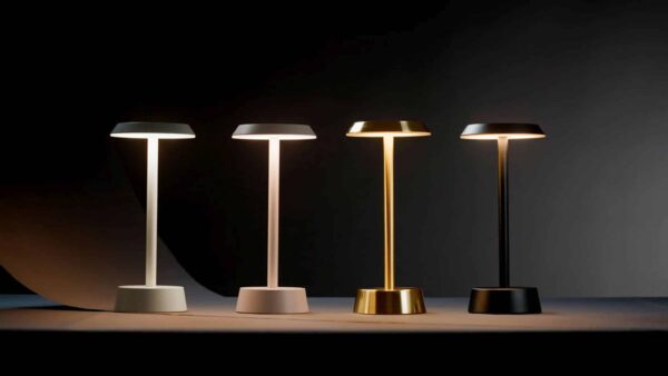 DUNI LED-Tisch-Lampe AKKU Kabellos Nour Ø 11,9 cm x 26,3 cm Höhe Taupe NEU – Bild 3