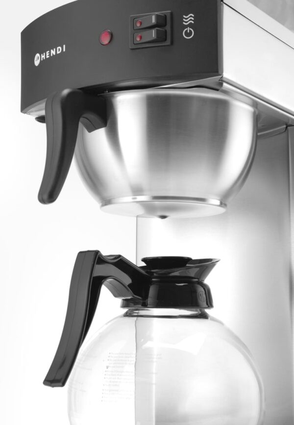 Hendi Kaffeemaschine Kaffeeautomat aus Edelstahl 2x 1,8 Liter Glaskanne Silber – Bild 3