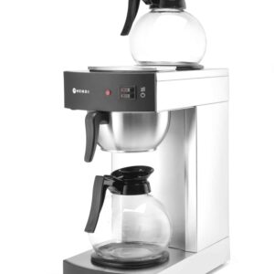 Hendi Kaffeemaschine Kaffeeautomat aus Edelstahl 2x 1,8 Liter Glaskanne Silber