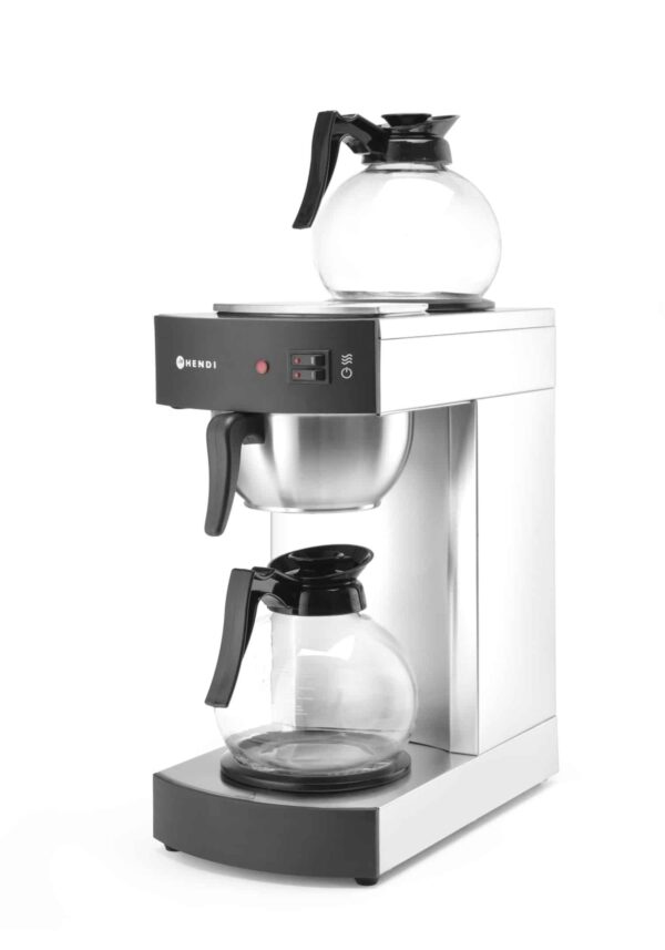 Hendi Kaffeemaschine Kaffeeautomat aus Edelstahl 2x 1,8 Liter Glaskanne Silber