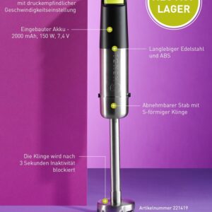 Hendi Akku-Stabmixer Handmixer Stick-Blender Smart Pressure Kabellos NEU