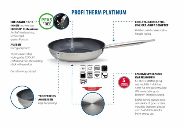 ELO Edelstahl-Pfanne Bratpfanne Profi Therm Platinum Ø 32 cm x 6 cm Höhe Silber – Bild 2