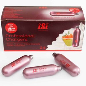 24x ISI N2O Sahne-Kapseln cream capsules Professional Chargers NEU