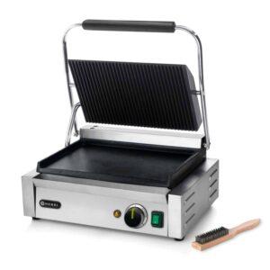 Hendi Panini Kontakt-Grill Kebab Grillplatte gerillt inkl. Bürste NEU