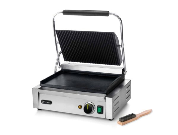 Hendi Panini Kontakt-Grill Kebab Grillplatte gerillt inkl. Bürste NEU