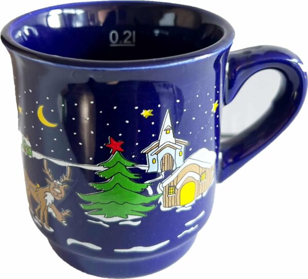 3x Keramik Glühweinbecher Weihnachtsbecher Tasse 200 ml geeicht Blau NEU – Bild 2