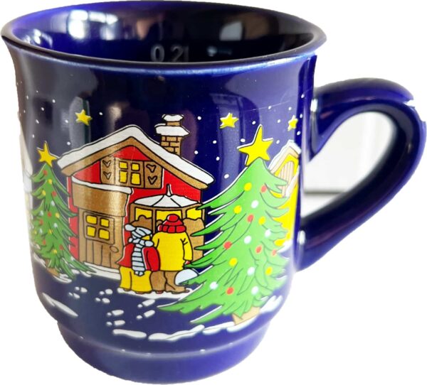 3x Keramik Glühweinbecher Weihnachtsbecher Tasse 200 ml geeicht Blau NEU – Bild 3