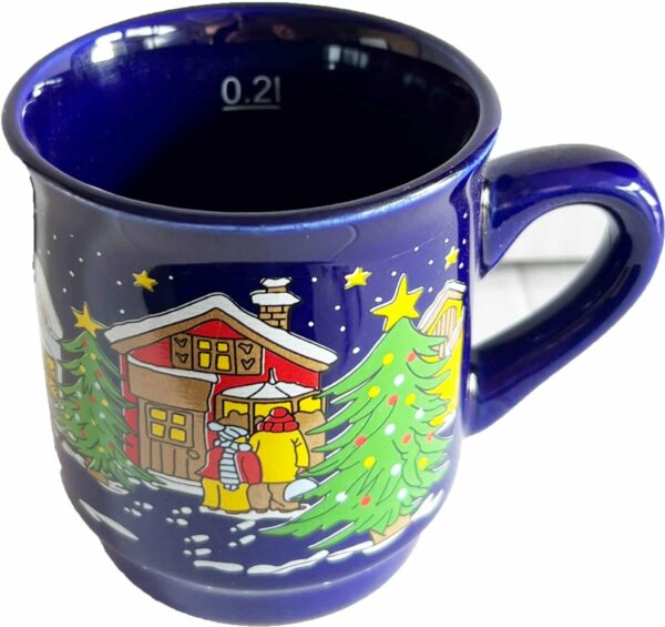 3x Keramik Glühweinbecher Weihnachtsbecher Tasse 200 ml geeicht Blau NEU – Bild 5